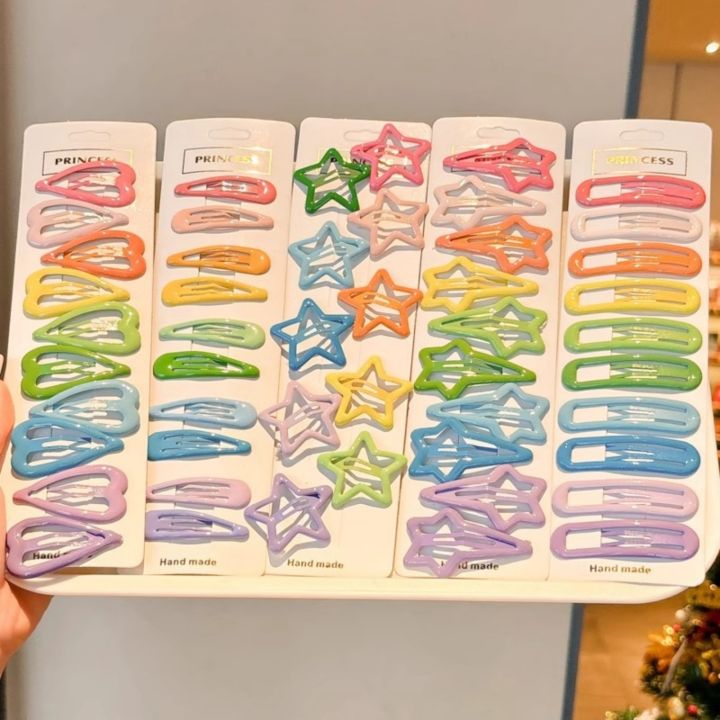 10PCS Handmade Colorful Hair Clips:Star&Heart Shaped Barrettes, Cute Hair Accessories for Girls, Vibrant Hairpins for Daily Wear