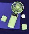 4000mAh Handheld Mini Fan Foldable Portable Neck Hanging Fans 5 Speed USB Rechargeable Fan with Phone Stand and Display Screen_Prime Mall. 
