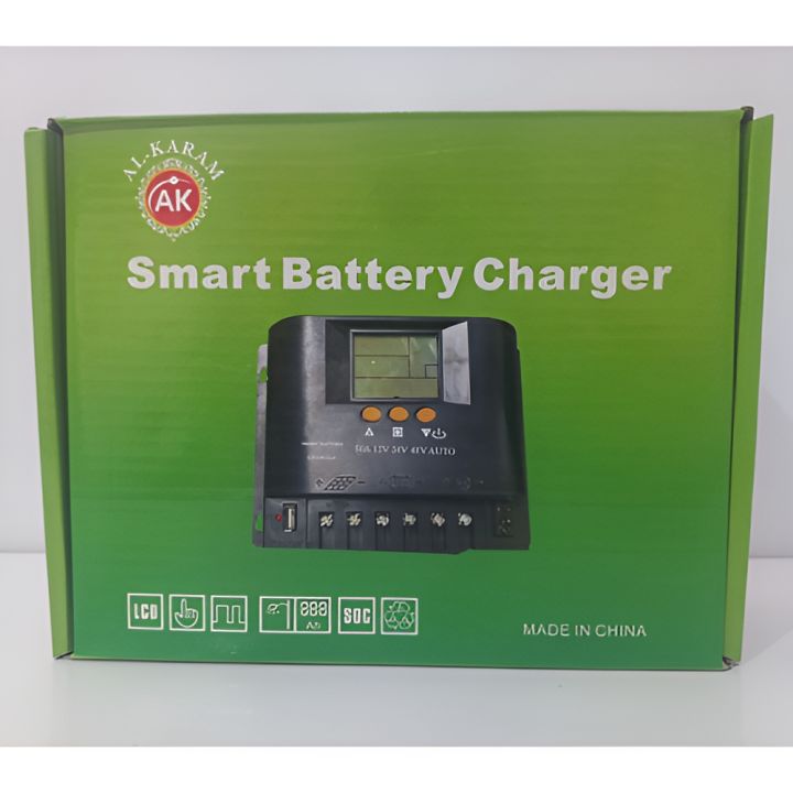PWM 50A Smart Solar Charge Controller 12V 24V 48V Auto with LCD Display