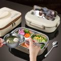 304 Stainless Steel Compartment Insulated Lunch Box Office Worker Students Sealed Portable Bento Microwae Heating Food Container.