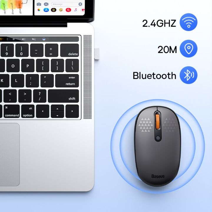 Baseus%20F01B%20Mouse%20Wireless%20Bluetooth%205.0%20Mouse%201600%20DPI%20Silent%20Click%20For%20MacBook%20Tablet%20Laptop%20PC%20Gaming%20Accessories%202.4G%20Mouse%20-%20Image%205