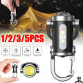1-5PCS Mini COB Ultra Bright Rechargeable LED Flashlight Keychain Portable Waterproof Camping Pocket Lamp Keyring Hanging Light.
