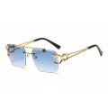 1/2/3 pairs/Fashionable Golden Tiger Head Sunglasses Square Frameless Sharp Edge Sunglasses Cool Men's and Women's Glasses. 