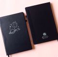 Space Doodle Minimalistic Black BuJo Notebook Dot grid Diary Dotted pages A5 Journal. 