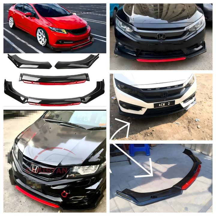 Front Bumper Universal Lip Splitter For All Car's 4 pieces In plastic||Front Bumper Extension||Body kit