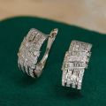 Huitan Modern Fashion Design Women's Hoop Earrings Luxury Cubic Zirconia Statement Female Earrings for Wedding Party Jewelry.