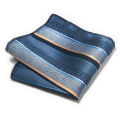 High Quality Brand Handkerchief Suit Accessories Blue Grey Stripe For Men Fit Business Formal Party Holiday.