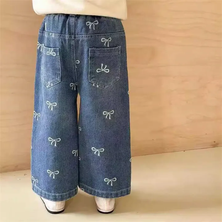 Girls%20Print%20Bow%20Jeans%20New%20Autumn%20Spring%20Children%20Loose%20Fashion%20Pants%20Kids%20Baggy%20Straights%20Baby%20Print%20Wide%20Leg%20Trousers%201-6%20Years%20-%20Image%202
