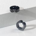 1 pair Minimalistic Black Round Cuff Clip Ear Non-Pierced Hoop Earrings. 