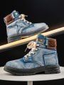Men's high top denim boots, casual sports shoes, trendy and fashionable men's boots. 
