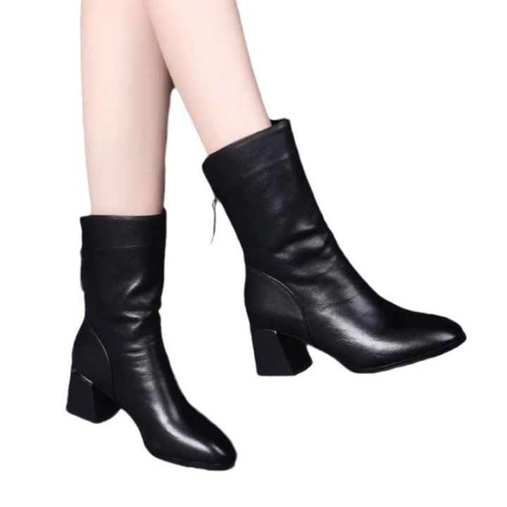 2024%20New%20Women%20Versatile%20Leather%20Boots%20Fashion%20Antislip%20High%20Heels%20Female%20Casual%20Comfortable%20Boot%20External%20Wear%20Trendy%20Shoes%20-%20Image%205