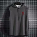 Summer Hooded Sweatshirt New Men's Sleeveless Loose T-Shirt Solid Color Lightweight Hooded Sweatshirt Fitness Breathable Collar. 
