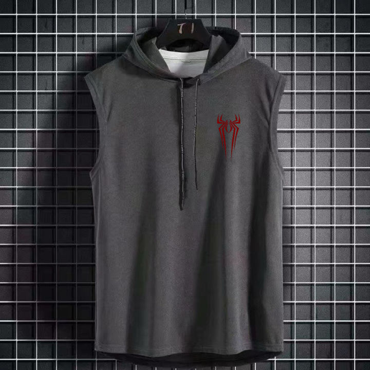 Summer%20Hooded%20Sweatshirt%20New%20Men's%20Sleeveless%20Loose%20T-Shirt%20Solid%20Color%20Lightweight%20Hooded%20Sweatshirt%20Fitness%20Breathable%20Collar%20-%20Image%206