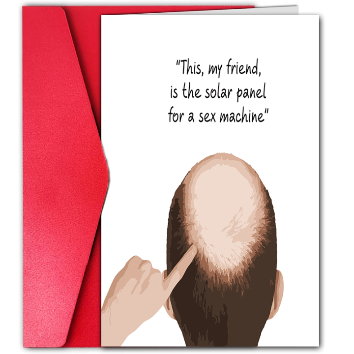 1pc, Funny Rude Birthday Card for Bald Headed Friend Sex Machine,Humorous fun cheeky adult humor.