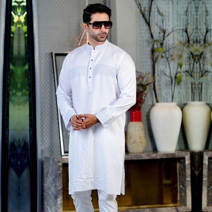 Stylish and Fashionable Export Quality Lilan Cotton Panjabi For Men.