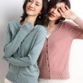 Women Cardigans Autumn Winter 2023 Single Breasted V-neck Knitted Sweater Spring Fashion Short Knitwear Solid Cardigan Jumpers. 