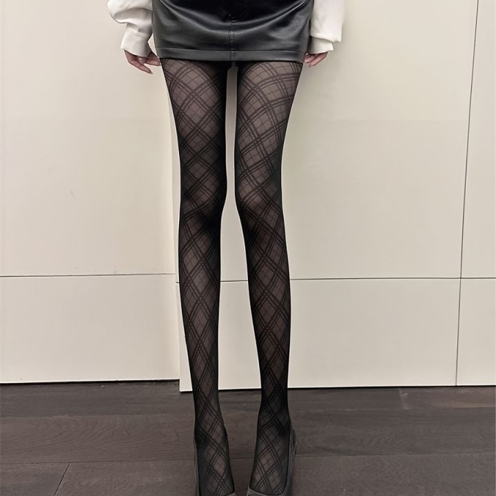 1 pair of Sensuous women's cute and fashionable striped slimming diamond patterned stockings subculture women's dark pure desire