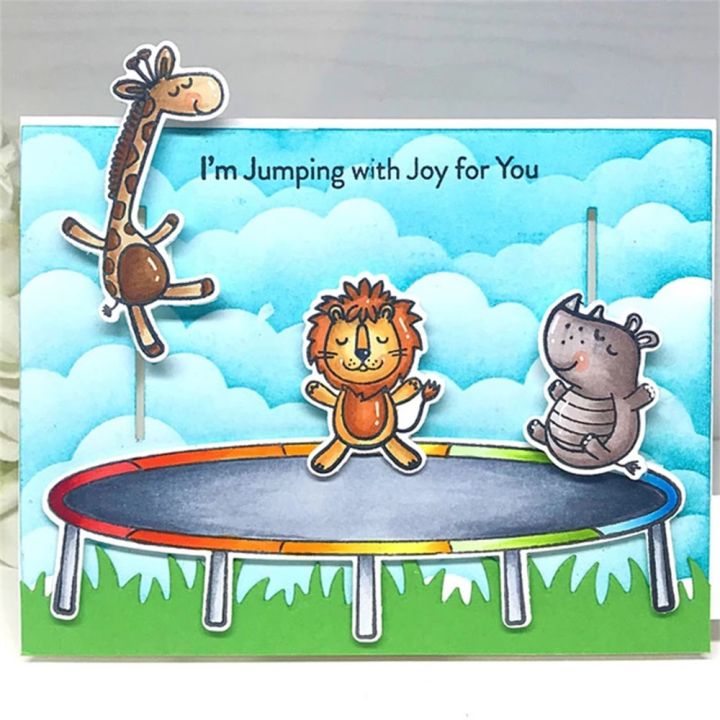 Trampoline%20Animals%20Clear%20Stamps%20and%20Cutting%20Dies%20for%20Card%20Making%20Sentiments%20Die%20Cuts%20Embossing%20Stencils%20Template%20for%20DIY%20Scrapbo%20-%20Image%202