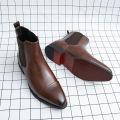 Chelsea Boots for Men Red Sole Pu Ankle Business Round Toe Slip-On Mens Boots Free Shipping Size 38-46 Men Shoes. 