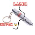 Shock Electric Prank Laser Light Key Chain point Pan designGag | 2 in 1Shock +Light (MULTICOLOR) (200 nm, Red beam Shocking. 