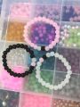 Friendship bracelets, trio bracelet , beautiful pink black and white glass bead bracelet. 
