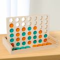 4 in a Row Wooden Board Game - 2-Player Travel-Friendly Strategy Game Classic Family Fun & Portable Foldable Set.
