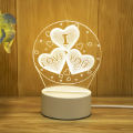 Romantic Love 3D Acrylic Led Lights for Home Children's Night Light Table Lamp Birthday Party Decor Valentine's Day Bedside Lamp. 