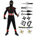 Black and Blue Ninja Costume for Kids Halloween Cosplay Party Outfit with Mask Toy for Boys and Girls Holiday Party Costume.