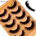 Cat Eye Eyelashes 3D Natural False Lashes D Curl Fluffy Soft Cross 5 Pairs Manga Lashes Wispy Natural Eyelash Extension Makeup. 