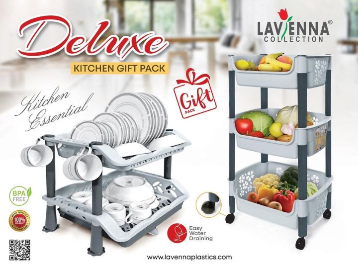 Master Rack Kitchen Deluxe kitchen master rack 2 layer plate rack with tray (easy water ...