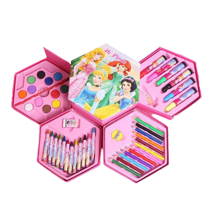Disney Princess kids art set ,colour box color pencil ,crayons , water color, sketch pens set of 46 pieces for boys and girls best birthday gift