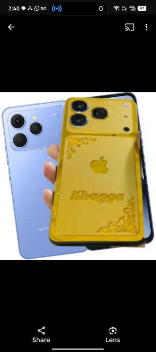 Tecno Spark 40 Convert to iphone 17 pro max Golden Acyralic sheet Available All Android model