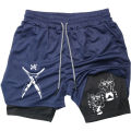 Men's Compression Shorts Anime Demon Slayer Print Beach Shorts Gym Fitness Running Quick Dry Short Pants Summer Print Sportswear.