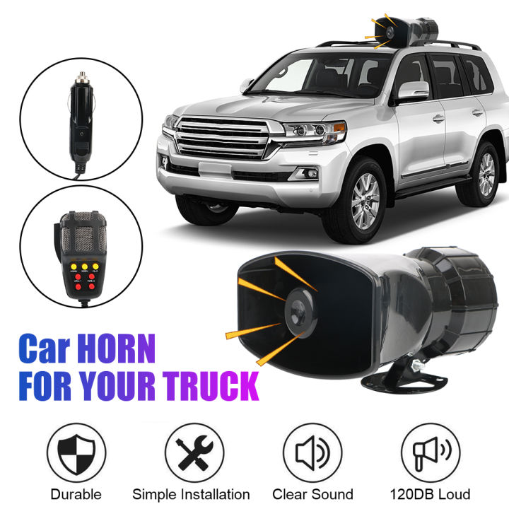 120dB%2012V%20Car%20Horn%20Police%20Warning%20Siren%20Loud%20Speaker%207%20Multi-tone%20Claxon%20Horn%20Car%20Loudspeaker%20Megaphone%20Cigar%20Lighter%20Adapter%20-%20Image%202