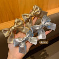 4 gold and silver bow hair clips, Korean style hair accessories suitable for daily use. 