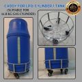 1 x Iron Stand Trolley Caddy for 11.8 kg LPG & Propane Gas Cylinder ; 50 kg Load Capacity / Cylinder Trolley / Steel Dolly with 4 Swivel Casters Wheels. 