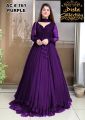 Two Layer Border Front & Back Lace work Long Flare Maxi With Plain Duptta 3PCs. 