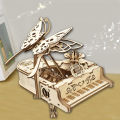 3D Wooden Puzzle Music Box Piano Model Kit DIY Assembly Musical Instrument Building Kits Home Decor Crafts  for Adults Teens. 
