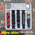 Smart Watch ULTRA 10 ,10 in 1 Strap 
Bluetooth Calling 
Wireless Charging
Silicon Watch Case
With 49MM Big Display. 