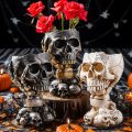 1PC, Halloween Party Punk-Style Mechanical White, Black Gold, and Silver-Black Skull-Shaped Vases.