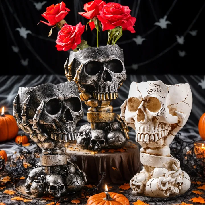 1PC,%20Halloween%20Party%20Punk-Style%20Mechanical%20White,%20Black%20Gold,%20and%20Silver-Black%20Skull-Shaped%20Vases%20-%20Image%202