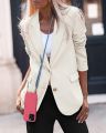 Women's Blazer Autumn Winter Lapel Single-breasted Long-sleeved Pocket Slim Solid Color Suit Jacket New Office Lady.