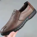 Mens Leather Shoes Slip on Soft Loafers Non Slip Breathable Driving Flats Spring Walking Office Work Shoes Mocassin Homme. 
