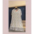 Summer Fashion Long Dress Short Sleeve Printed A Line Loose Top. 