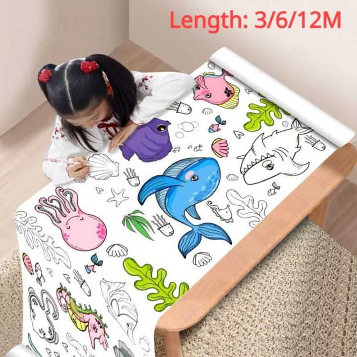 Animal Canvas Children's Drawing Roll DIY Coloring Paper Roll Color ...