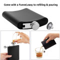 LMETJMA Matte Black Hip Flask for Liquor Stainless Steel Leak proof with Funnel Flask set Drinking Whiskey Flask KC0454.