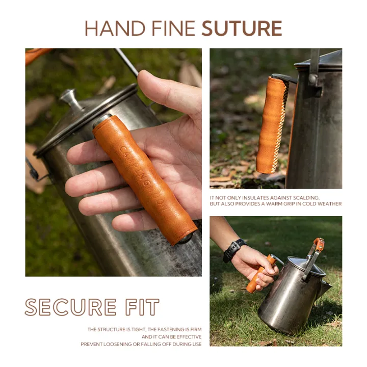 CAMPINGMOON%20New%20PT-67/SW-PT%20Heat%20Resistant%20Brown%20PU%20Sleeve%20Non-Slip%20Kettle%20Handle%20for%20Boil%20Water%20Camping%20Boil-Egg%20Pot%20Handle%20-%20Image%205
