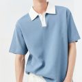 Becoolman - Men's Polo Shirt, Loose Version, Waffle Fabric, Casual T-Shirt, Fashion Color Matching, Vintage Trend, Simple and Easy to Match.. 