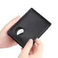 Airtag Business Genuine Cow Leather Men Bifold Thin Wallet RFID Blocking Credit Bank Card Holder with ID Window Male Purse Black. 