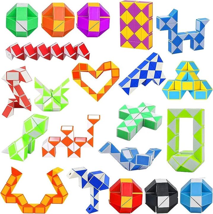 Magic Snake Cube Blocks Snake Puzzle Snake Magic Ruler Twist Toy Party Fillers Mini Snake Speed Cube Snake Fidget Toy For Kids Intelligence Development Party Favours Children Gift